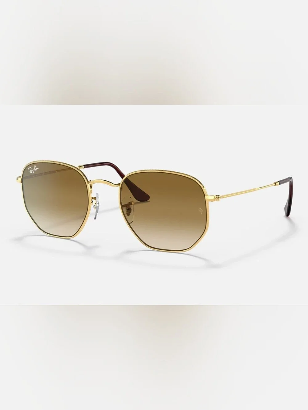 Ray-Ban Hexagonal Gold Brown Polarized Sunglasses 51-21